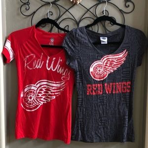 Lot of 2 Red Wings V-neck tops / tee